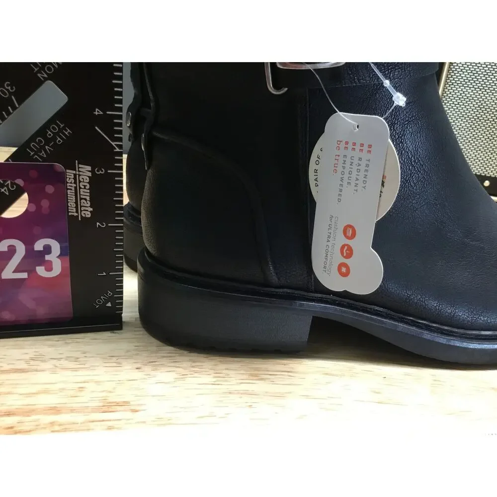Baretraps Honee Boot Women 9 Black Leather Side Zip Slip Resistant Round Toe NWT